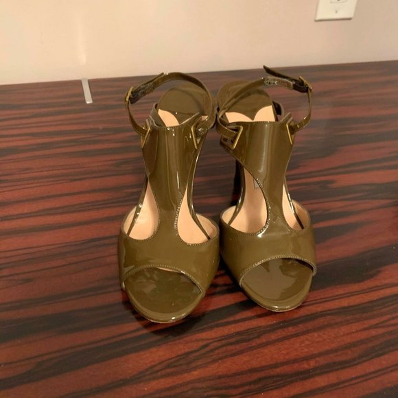 Pre-owned JIMMY CHOO Olive Green Pattern Leather O